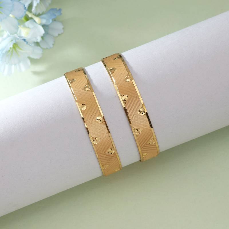 Gold color 1 pair of fashion bangle size: 2.4 (plkb157gld-2.4)