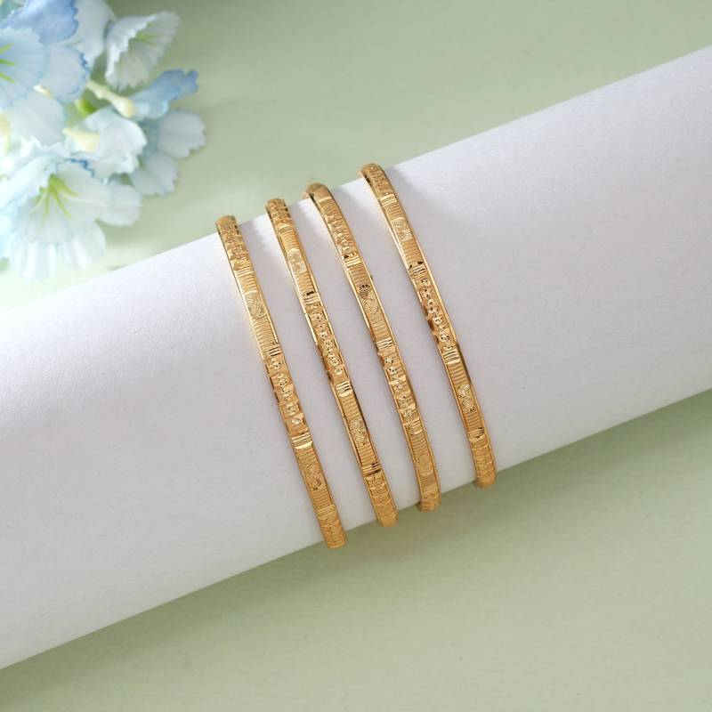 Gold color 1 set of fashion bangle size: 2.4 (plkb158gld-2.4)