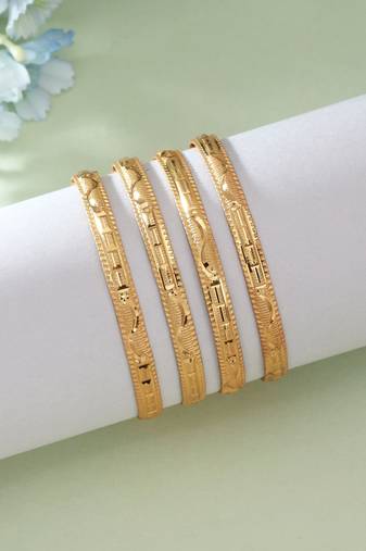 Gold color 1 set of fashion bangle size: 2.4 (plkb160gld-2.4)