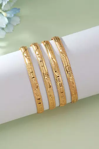 Gold color 1 set of fashion bangle size: 2.4 (plkb160gld-2.4)