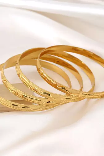 Gold color 1 set of fashion bangle size: 2.4 (plkb160gld-2.4)