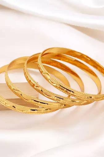 Gold color 1 set of fashion bangle size: 2.4 (plkb161gld-2.4)
