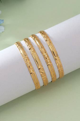 Gold color 1 set of fashion bangle size: 2.4 (plkb162gld-2.4)