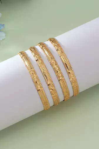 Gold color 1 set of fashion bangle size: 2.4 (plkb162gld-2.4)