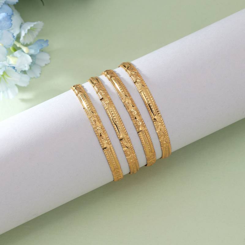 Gold color 1 set of fashion bangle size: 2.4 (plkb162gld-2.4)