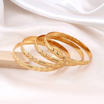 Gold color 1 set of fashion bangle size: 2.4 (plkb162gld-2.4) 2