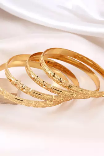 Gold color 1 set of fashion bangle size: 2.4 (plkb162gld-2.4)