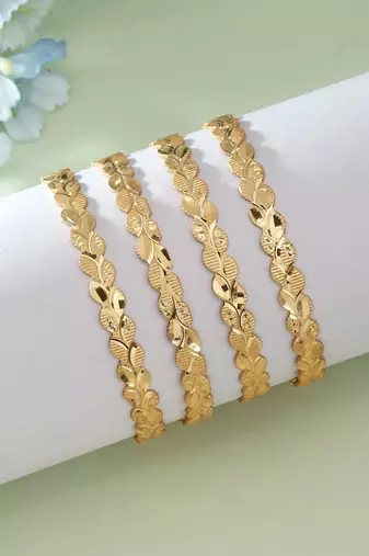 Gold color 1 set of fashion bangle size: 2.4 (plkb163gld-2.4)