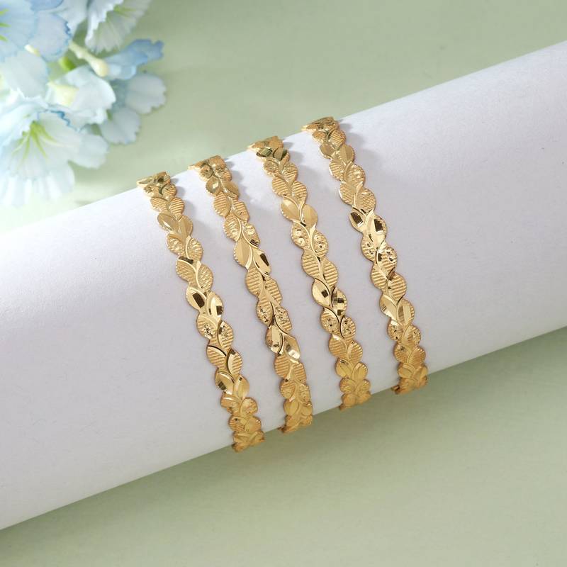 Gold color 1 set of fashion bangle size: 2.4 (plkb163gld-2.4)