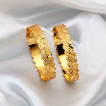 Gold color 1 pair of fashion bangle size: 2.4 (plkb164gld-2.4) 2