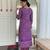  lavendor Crepe Embroidery Work Straight Kurta Pant and Dupatta Set