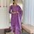  lavendor Crepe Embroidery Work Straight Kurta Pant and Dupatta Set