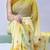 yellow color all over floral printed work weightless saree with unstitched blouse