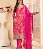 Pink chinon silk semi stitched wedding suits