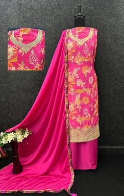 Pink chinon silk Embroidered Salwar suit 3