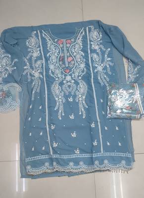 Sky blue faux georgette embroidery pakistani salwar suit 3