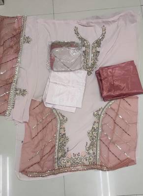 Baby pink georgette embroidery pakistani salwar suit 3