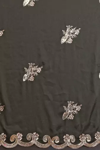 mehendi rich star georgette art silk blend saree with sequins embroidery work