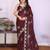 burgundy rich heavy star georgette art silk saree with sequins embroidery work