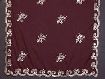 burgundy rich star georgette art silk blend saree with sequins embroidery work 3