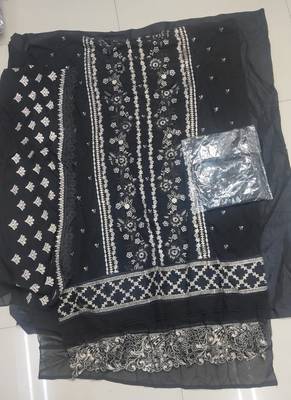 Black heavy faux georgette embroidery pakistani salwar suit 3