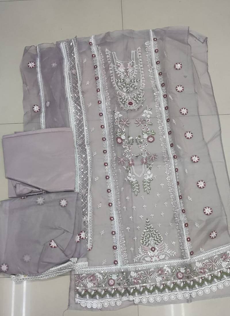 Onion pink organza embroidery pakistani salwar suit