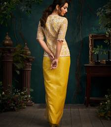 Yellow embroidered organza co ord set