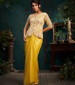 Yellow embroidered organza co ord set