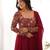 Maroon Embroidered Georgette Festive Wear Gown With Dupatta