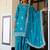 Captivating Blue Embroidered Chinon Silk Gharara Suit