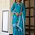 Captivating Blue Embroidered Chinon Silk Gharara Suit