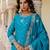 Captivating Blue Embroidered Chinon Silk Gharara Suit