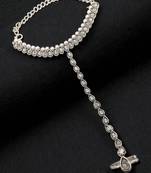 Silver plated cz hathphool ring bracelet