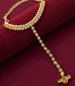Gold plated cz hathphool ring bracelet