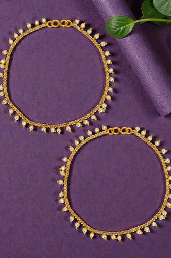 Gold plated beaded anklet