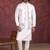 Off white art silk 3 peice kurta jacket set for men