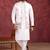 Off white art silk 3 peice kurta jacket set for men