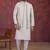 Grey art silk 3 peice kurta jacket set for men