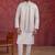 Grey art silk 3 peice kurta jacket set for men