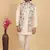 cream khadi art silk 3 peice long nehru jacket set for men