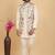 Cream khadi art silk 3 peice long jacket set for men