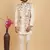 cream khadi art silk 3 peice long nehru jacket set for men