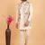 Cream khadi art silk 3 peice long jacket set for men