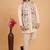 Cream khadi art silk 3 peice long jacket set for men