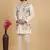cream khadi art silk 3 peice long nehru jacket set for men