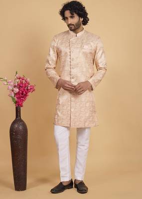 peach art silk sherwani for men  1