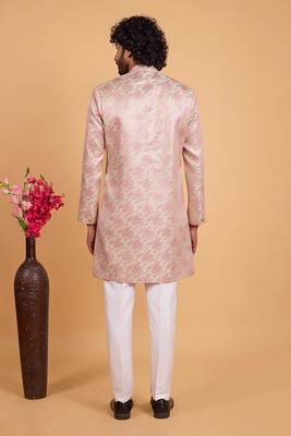 pink art silk sherwani for men  3