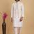 Cream art silk 3 piece kurta jacket set for men