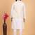 Cream art silk 3 piece kurta jacket set for men