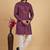Wine art silk 3 piece kurta jacket set for men